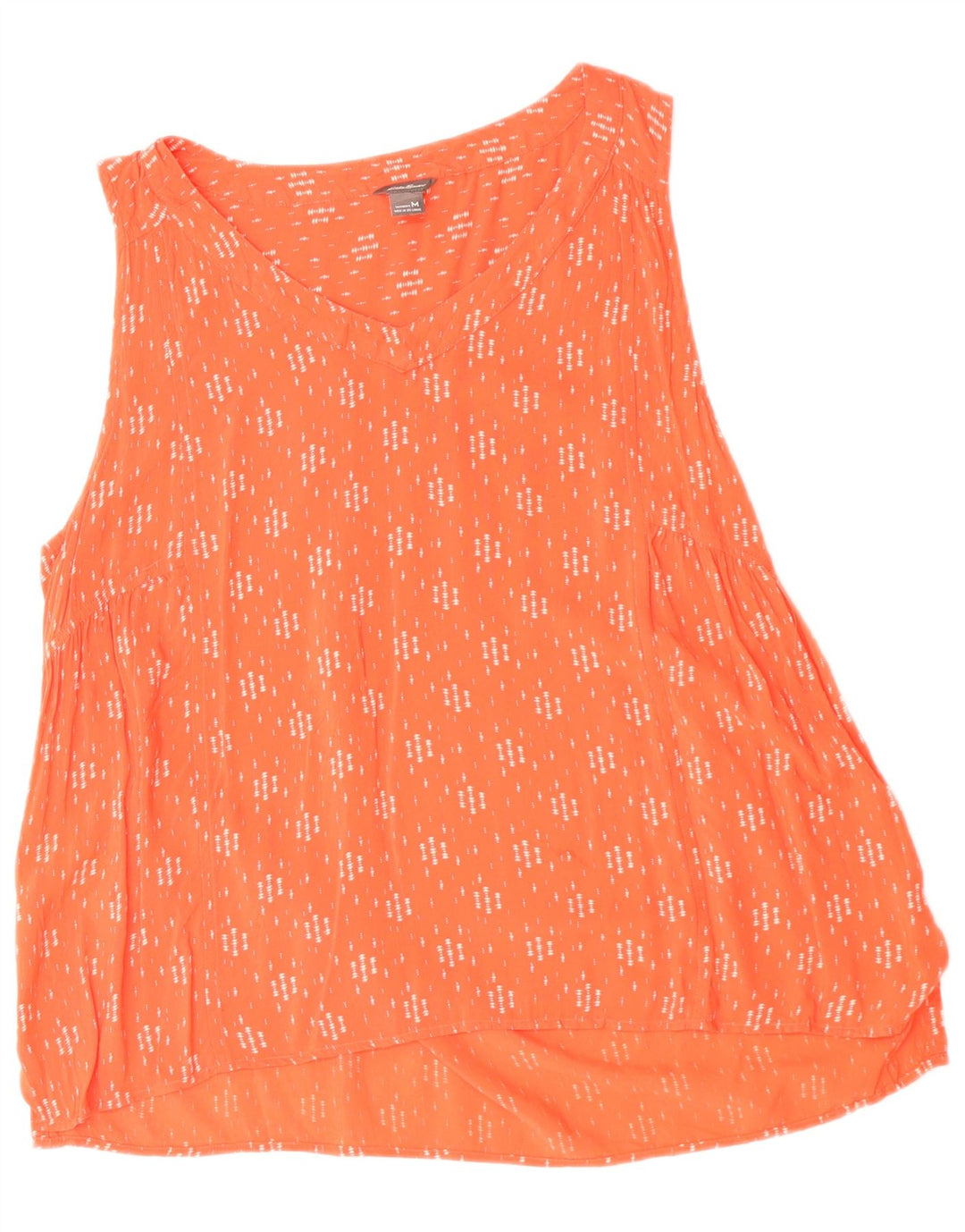 Eddie Bauer Damebluse Top UK 14 Medium Orange Geometrisk Rayon