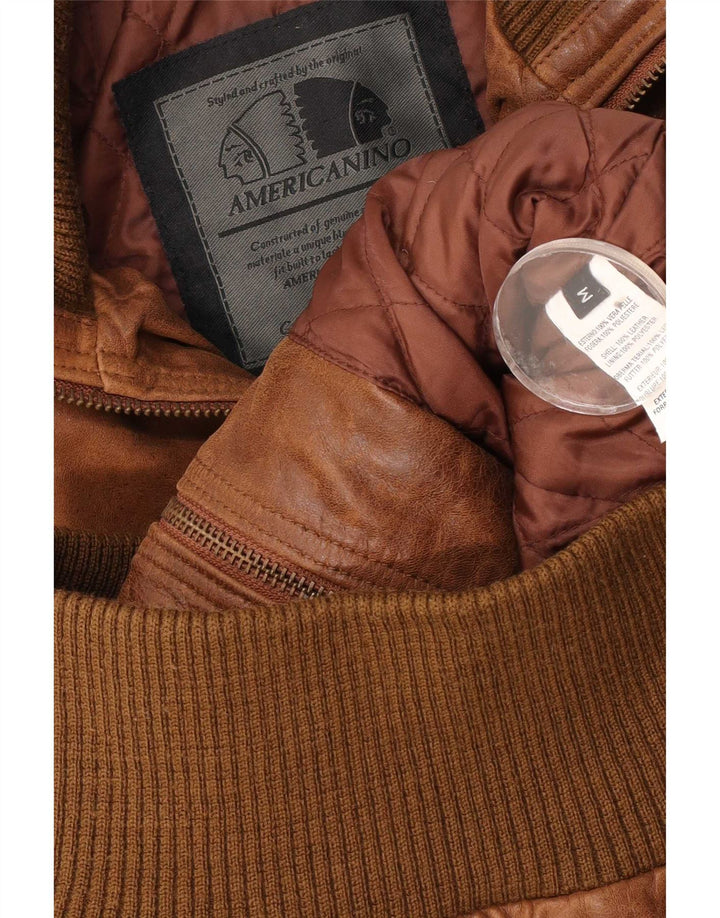 Americanino Womens Bomber Læderjakke UK 14 Medium Brown