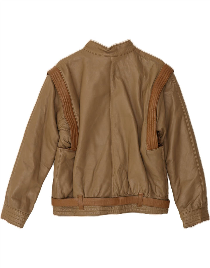 VINTAGE Womens Oversized Leather Jacket IT 40 Small Brown Leather Vintage Vintage and Second-Hand Vintage from Messina Hembry 