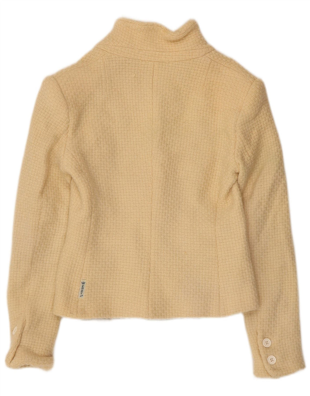 ARMANI JEANS Dame Crop 3-knaps blazerjakke UK 12 Medium Beige Uld