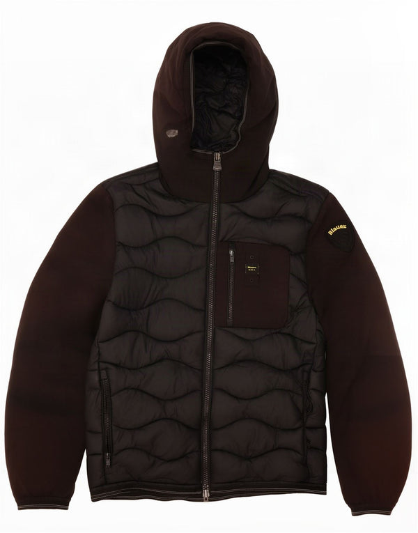 Blauer Herre hættepolstret jakke UK 38 Medium Sort Colourblock Polyamid
