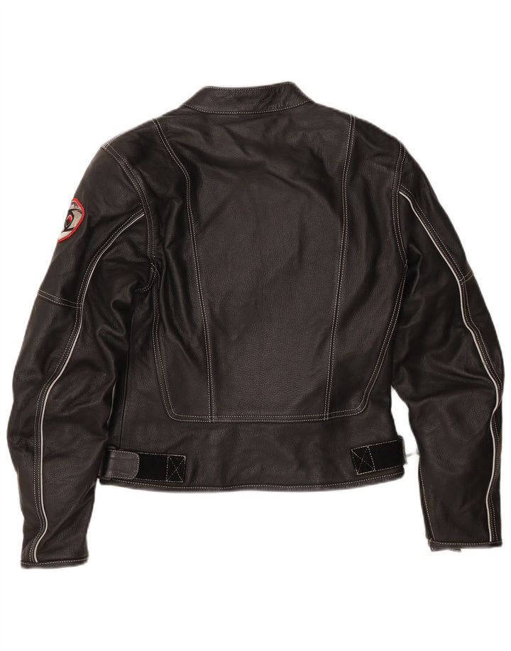 Suomy Womens Moto Racer Læderjakke UK 12 Medium Sort Læder