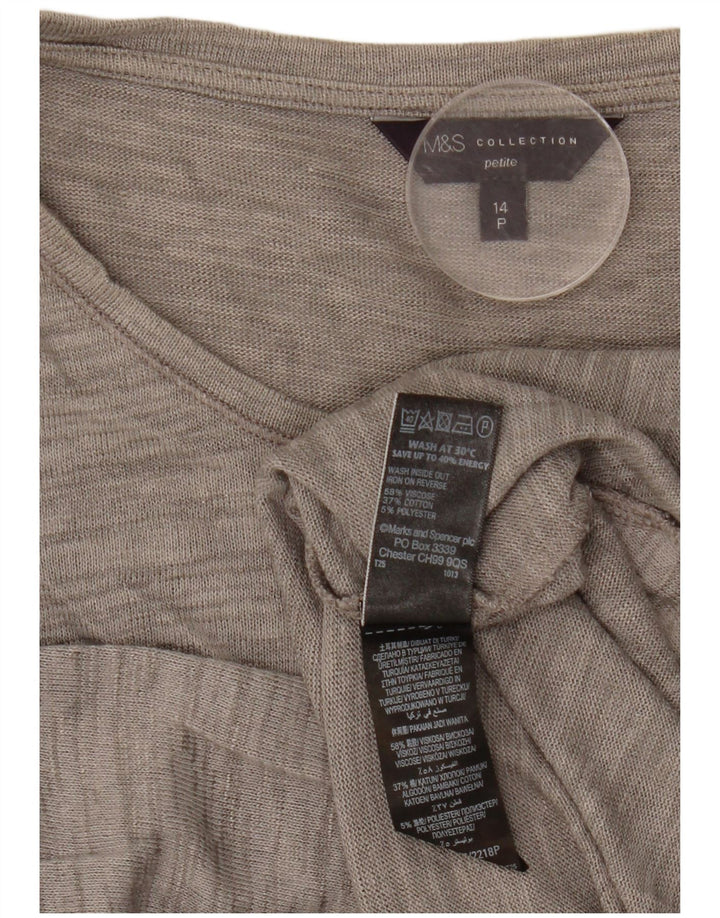 Marks & Spencer Petite Top til kvinder 3/4 ærmer UK 14 Large Grå Flecked