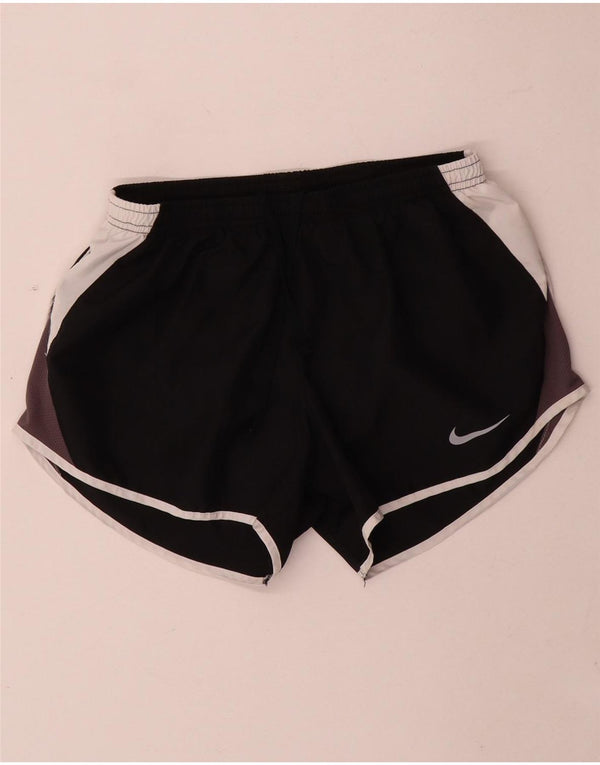 Nike Dame Dri Fit Sports Shorts UK 10 Small Black Colourblock Polyester