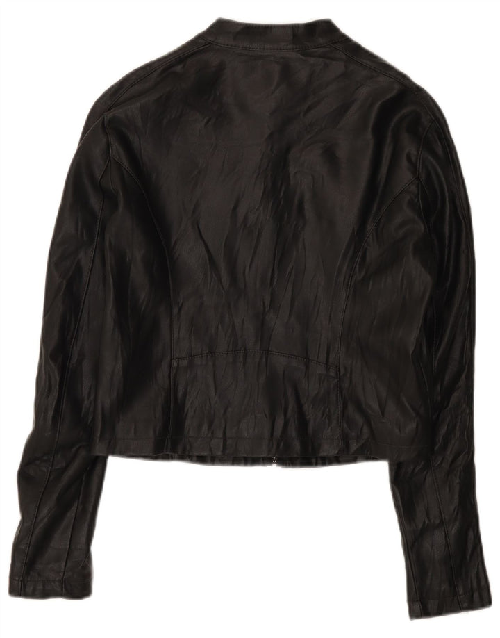Terranova Womens Crop Biker-jakke i imiteret læder UK 10 Small Black