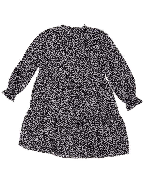 Marks & Spencer Womens See Through Tiered Dress UK 8 Small Black Floral