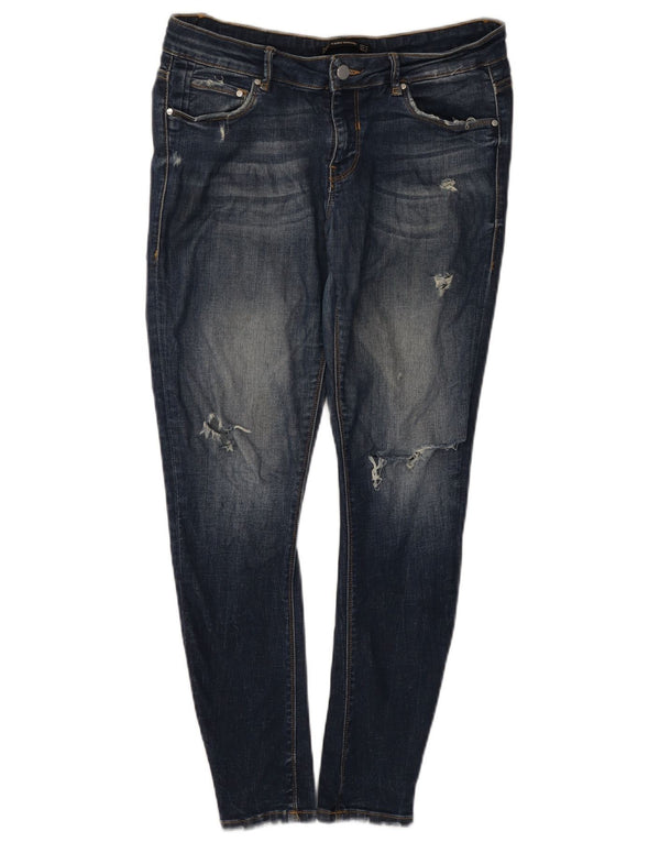 Zara Dame Trafaluc Distressed Skinny Jeans EU 42 Large W32 L28 Marineblå