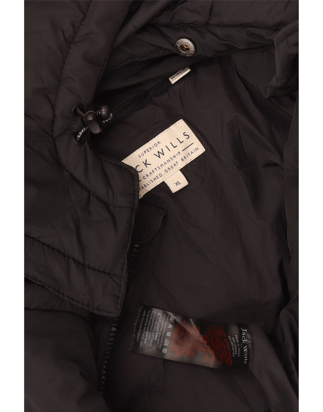 Jack Wills Herre hættepolstret jakke UK 42 XL Sort Polyester