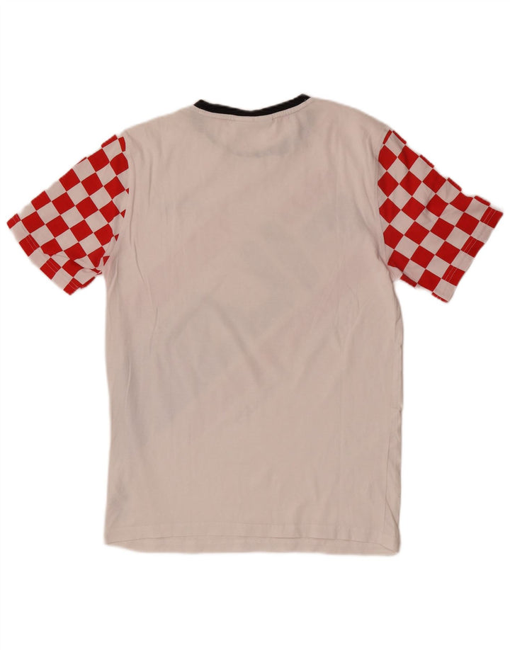 Fila Herre Grafisk T-Shirt Top Lille Hvid Geometrisk Bomuld