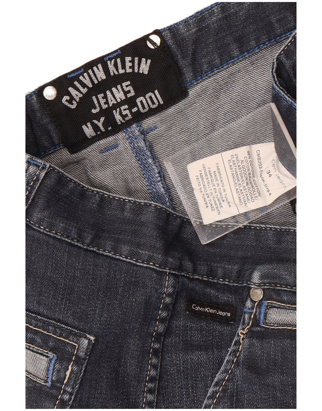 Calvin Klein Straight Jeans til mænd W34 L33 Marineblå Bomuld