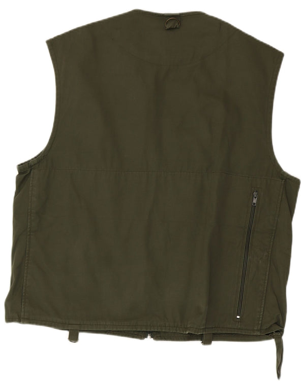 Vintage Herre Utility Gilet IT 52 XL Grøn Bomuld