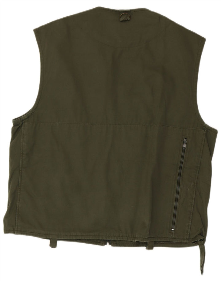 Vintage Herre Utility Gilet IT 52 XL Grøn Bomuld