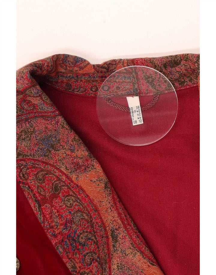 Vintage Dame Dobbeltradet Blazer Jacket UK 12 Medium Maroon