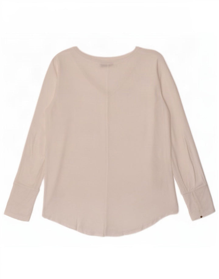 Massimo Dutti Dame Se Through Top Langærmet UK 12 Medium White Lyocell