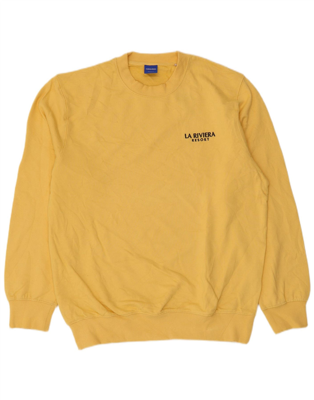 Jack & Jones grafisk sweatshirt til mænd, stor gul bomuld