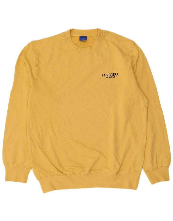 Jack & Jones grafisk sweatshirt til mænd, stor gul bomuld