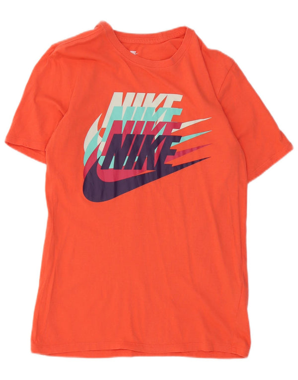 Nike Mens Athletic Cut Graphic T-Shirt Top Small Orange Cotton