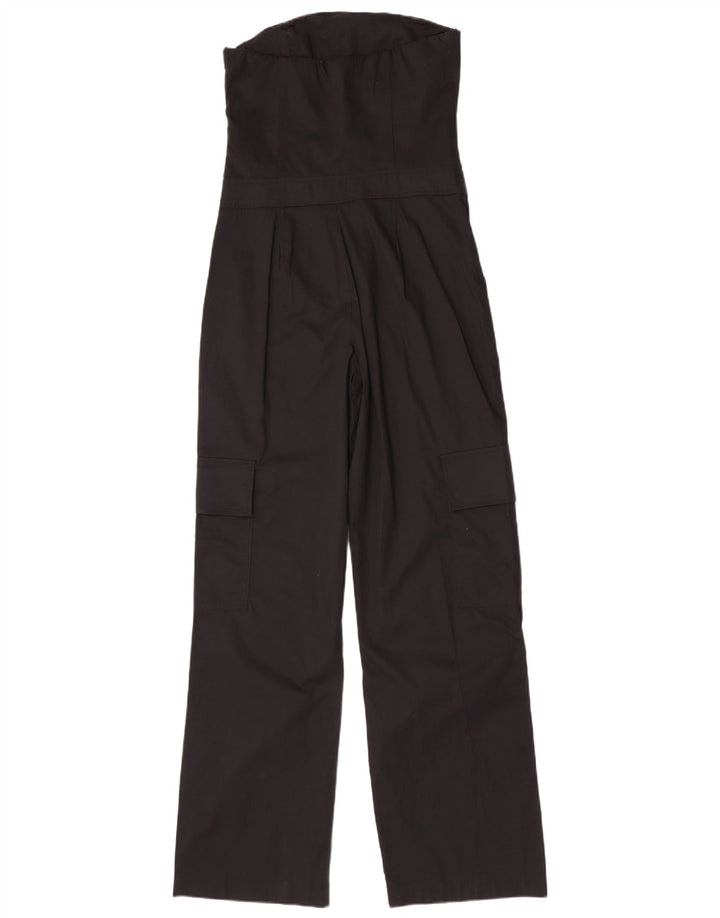Zara Dame Stropløs Jumpsuit UK 10 Small Black Bomuld