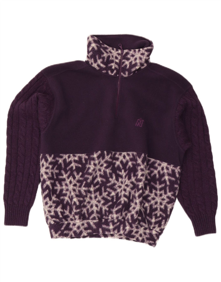 Nordica Dame Oversized Fleecetrøje med abstrakt mønster UK 10 Lille Lilla