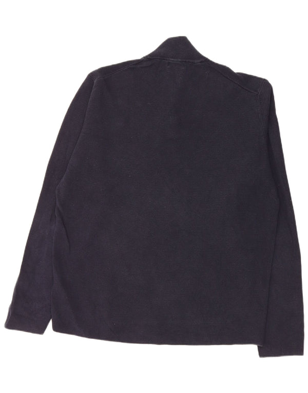 Massimo Dutti Herre Zip Neck Jumper Sweater XL Navy Blue Bomuld