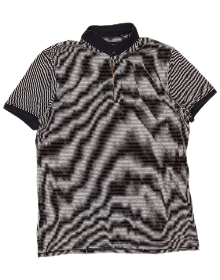 Massimo Dutti herre poloshirt Stor marineblå nålestribet bomuld