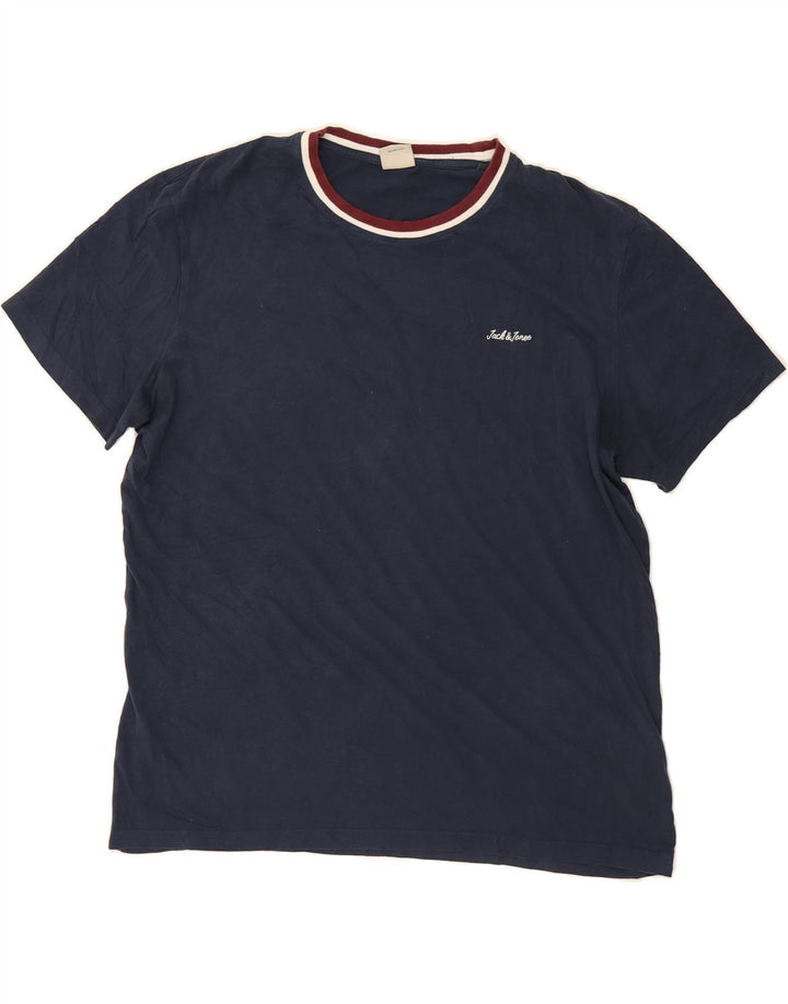 JACK & JONES Mens T-Shirt Top 2XL Navy Blue Cotton Vintage Jack & Jones and Second-Hand Jack & Jones from Messina Hembry 