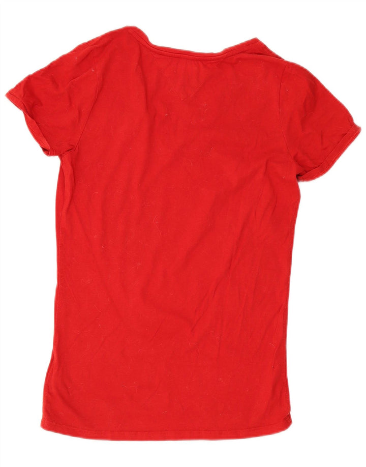 Tommy Hilfiger Dame T-Shirt Top UK 12 Medium Rød Bomuld