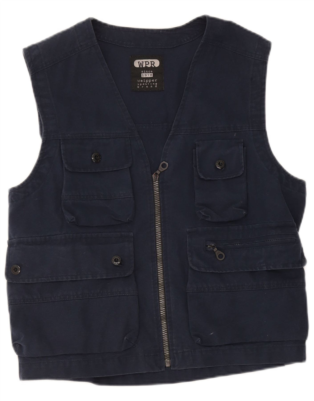 Weipper Herre Utility Gilet UK 38 Medium Navy Blue Cotton