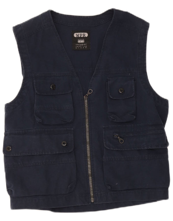Weipper Herre Utility Gilet UK 38 Medium Navy Blue Cotton