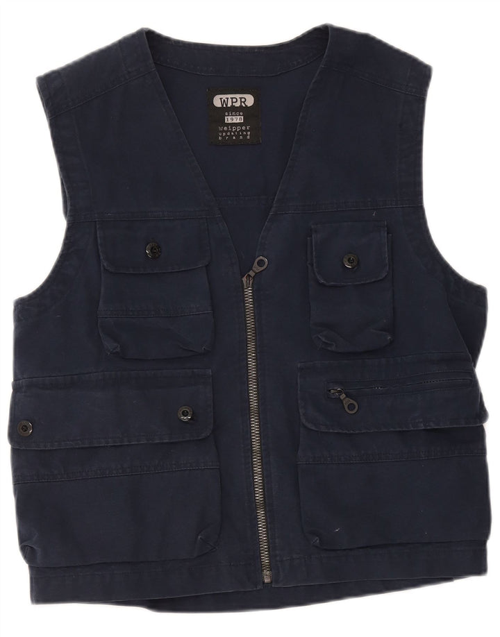 Weipper Herre Utility Gilet UK 38 Medium Navy Blue Cotton