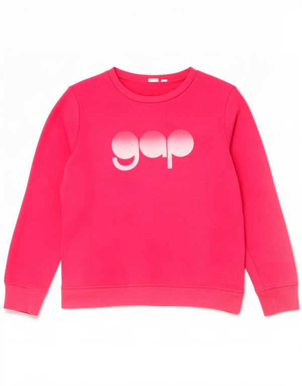 Gap Womens Grafisk Oversized Sweatshirt Jumper UK 6 XS Pink Cotton