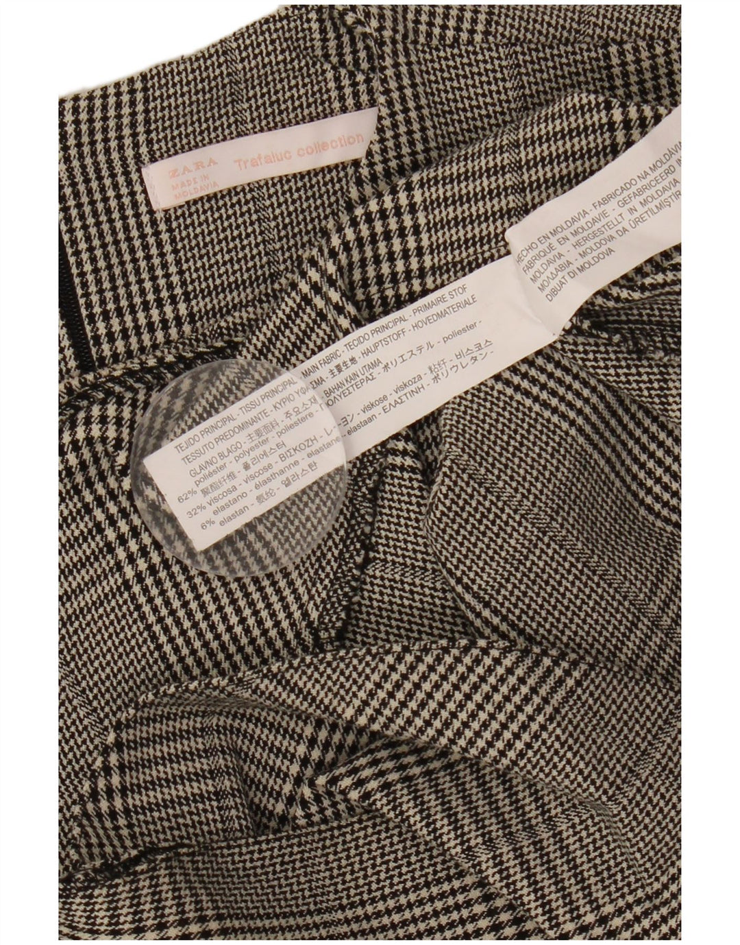 ZARA Womens Long Sleeve Shift Dress UK 12 Medium Grey Check Polyester