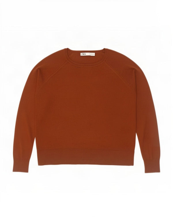 Zara Dame Oversized Boat Neck Jumper Sweater UK 14 Medium Brown