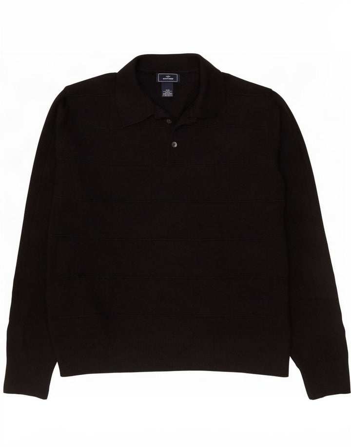 Dockers Herre Polo Neck Jumper Sweater Medium Sort Akryl