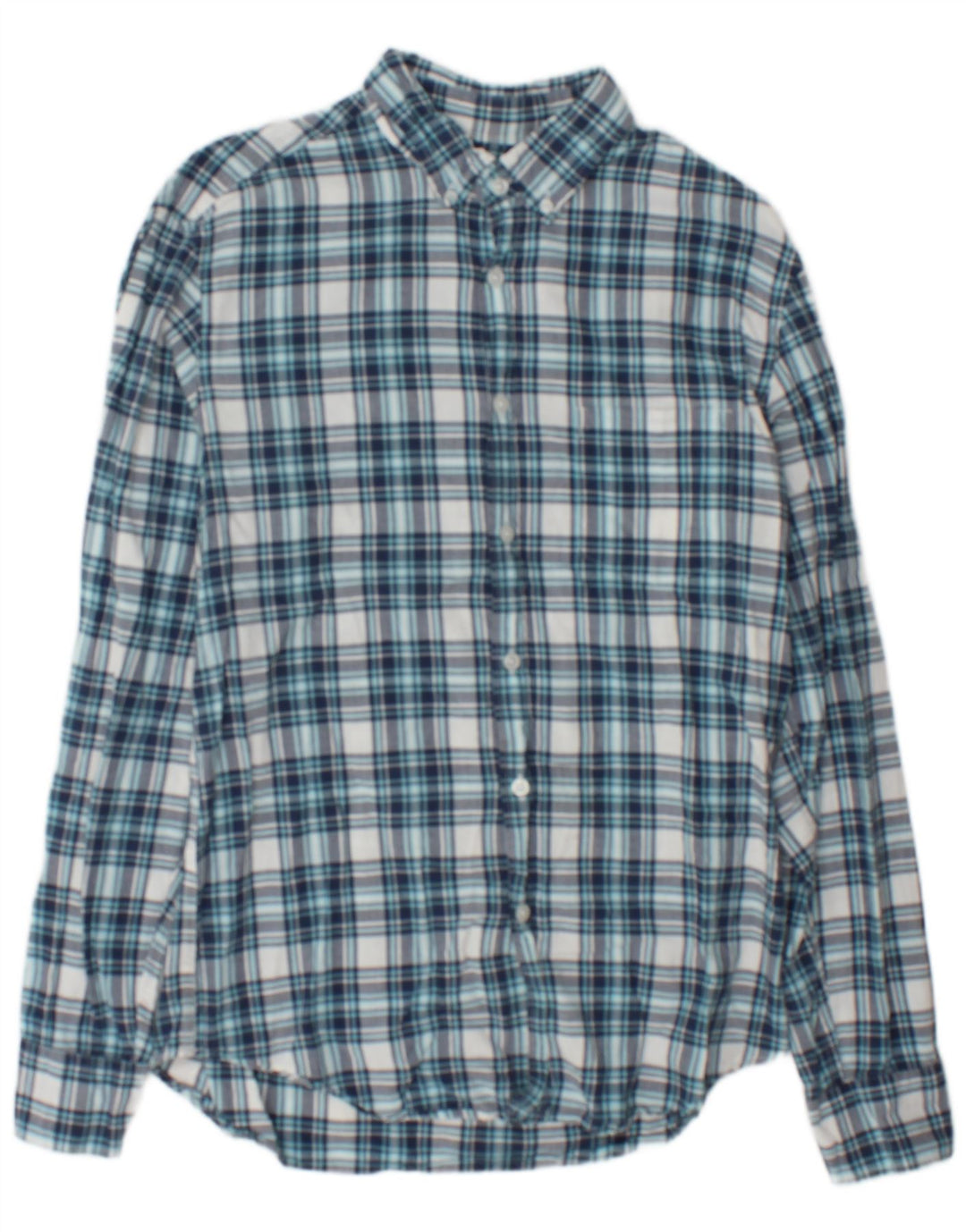 J. Crew Herre Flanelskjorte Medium Blå Ternet Bomuld