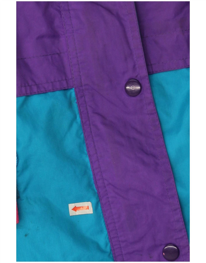 Vintage oversize regnjakke med hætte til kvinder UK 14 Medium Blue Colourblock