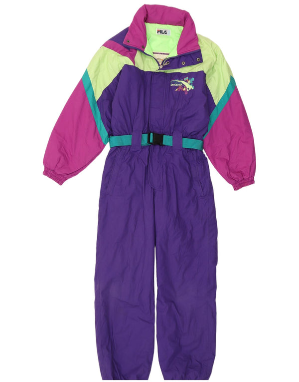 Fila Piger Loose Fit Ski Jumpsuit 14-15 år Lilla Colourblock 90'erne