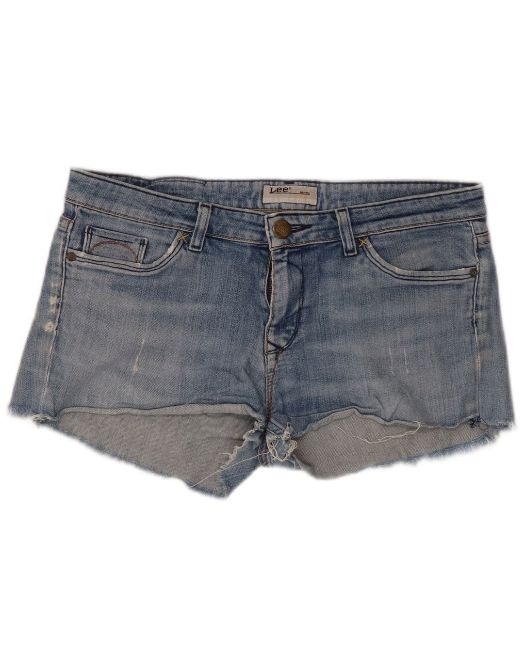 LEE Womens Bell Distressed Denim Shorts W30 Medium Blue Bomuld