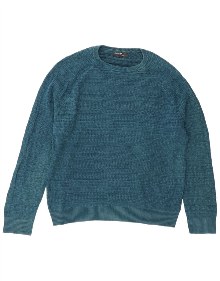 Marks & Spencer Herre Autograph Slim Fit Crew Neck trøje Sweater Large Blue