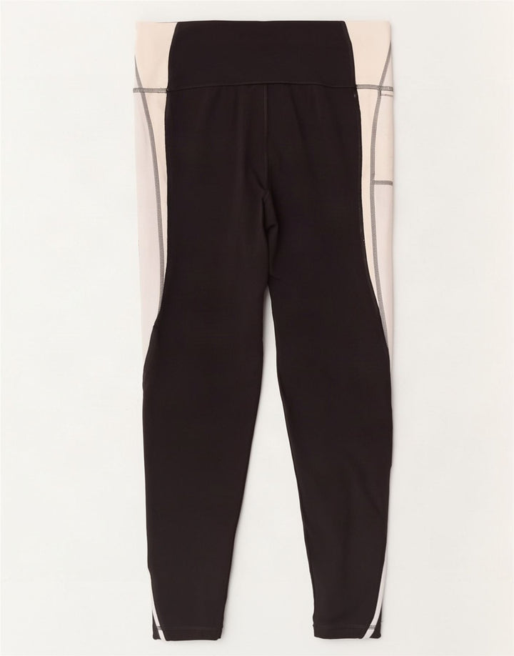 Puma Womens Crop Leggings UK 16 Large Black Colourblock Polyester