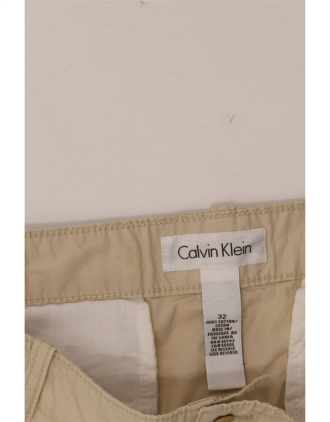 CALVIN KLEIN Herre Chino Shorts W32 Medium Beige Bomuld