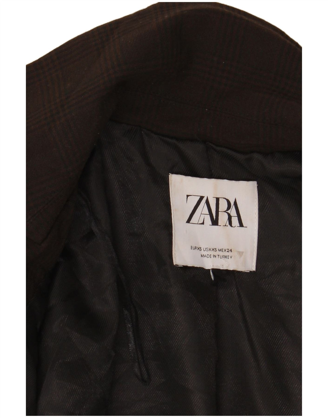 Zara Womens Crop 1-knaps blazerjakke UK 6 XS Brown Houndstooth