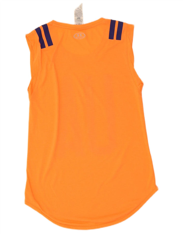 UNDER ARMOUR Dame Heat Gear Grafisk Vest Top UK 12 Medium Orange