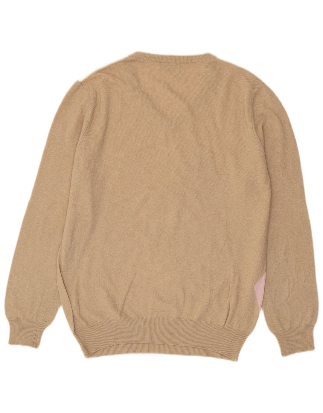 Castello Herre V-hals sweater Stor Beige Argyle/Diamond Virgin Wool