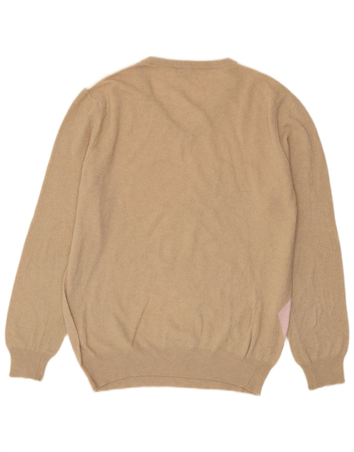 Castello Herre V-hals sweater Stor Beige Argyle/Diamond Virgin Wool