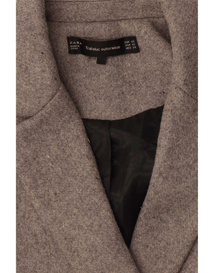 Zara Dame Oversized Dobbeltradet Frakke UK 6 XS Grå