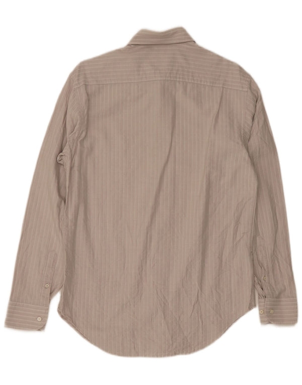 Armani Collezioni Herreskjorte Størrelse 40 15 3/4 Medium Beige Nålestribet Bomuld