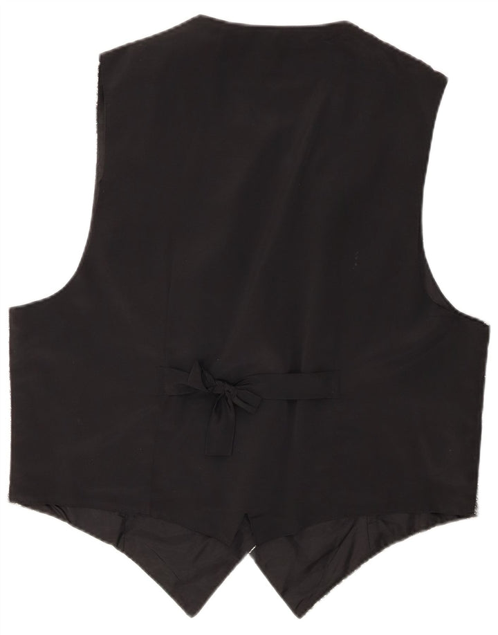 VINTAGE damevest UK 18 XL sort blomstret polyester