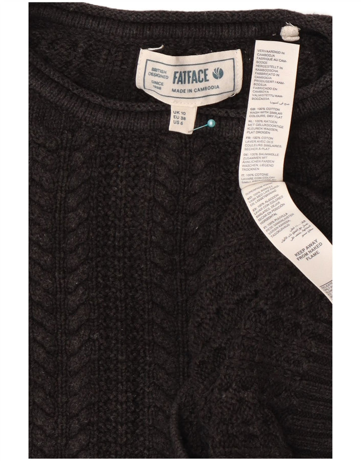 Fat Face Womens Crop Oversized Crew Neck Jumper Sweater UK 10 Small Grey