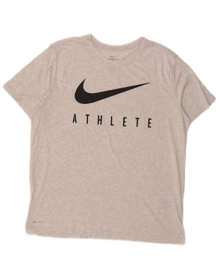 Nike Herre Athletic Cut Grafisk T-Shirt Top XL Grå Flecked Polyester